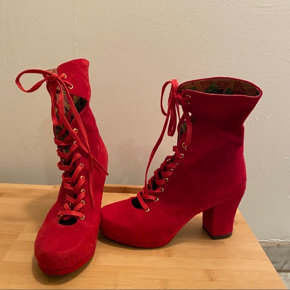 Miss L Fire Red Lux Boots 36 - Picture 1 of 5